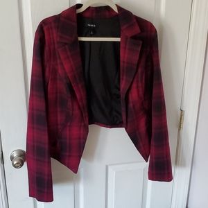 Torrid Red plaid cropped blazer
